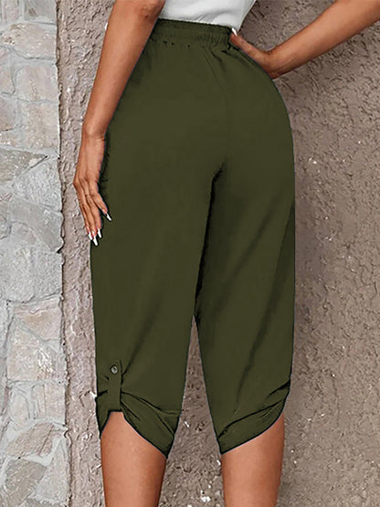 Full Size Roll-Tab Capris Pants