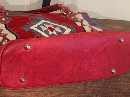 MONTANA WEST CONCEALED CARRY TOTE BAG COLLECTION - AZTEC RED