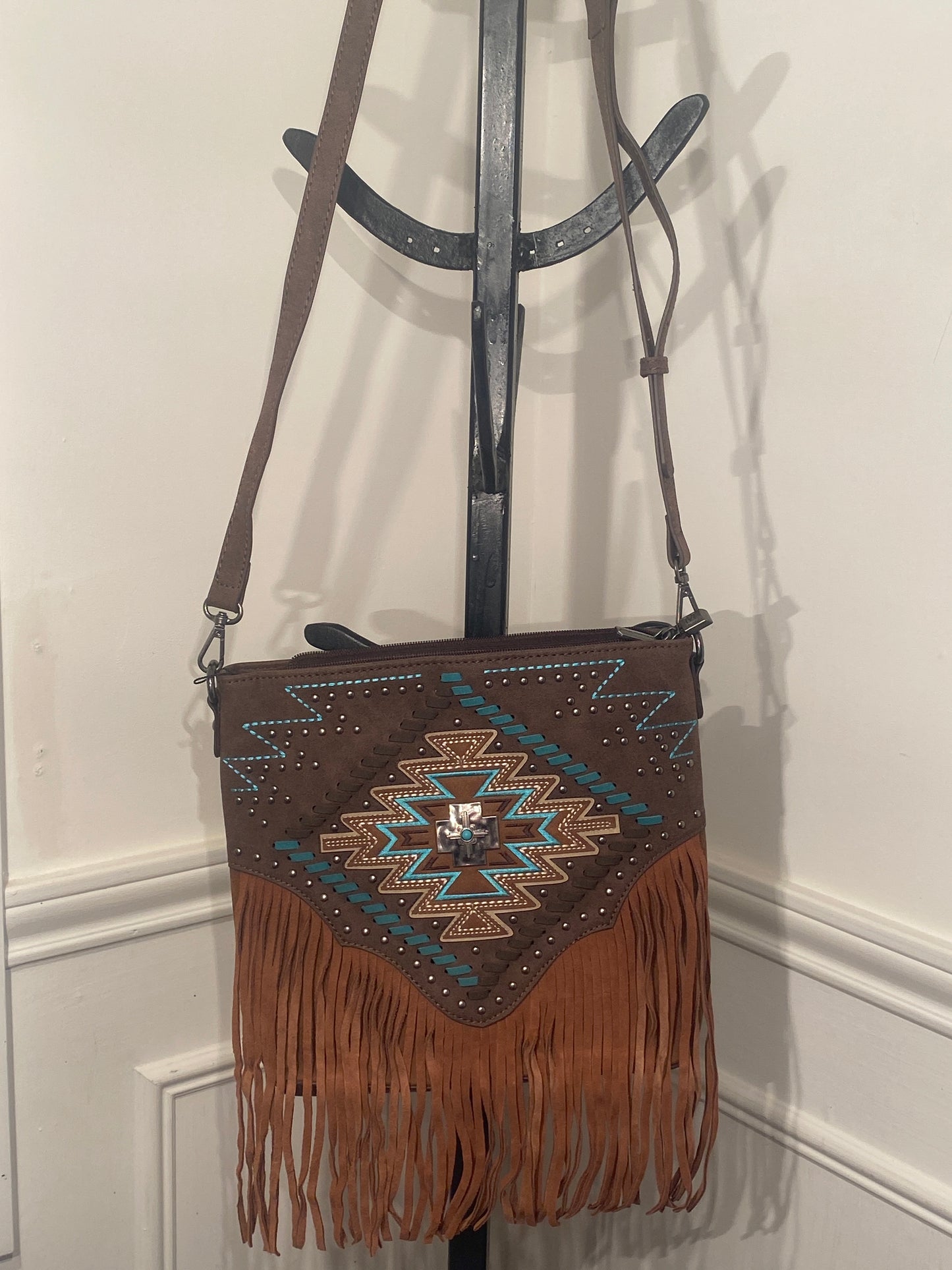 Montana West Aztec Fringe Concealed Carry Crossbody Purse