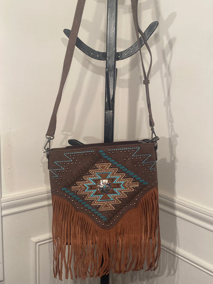 Montana West Aztec Fringe Concealed Carry Crossbody Purse