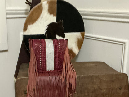 MONTANA WEST GENUINE LEATHER TOOLED FRINGE CROSSBODY